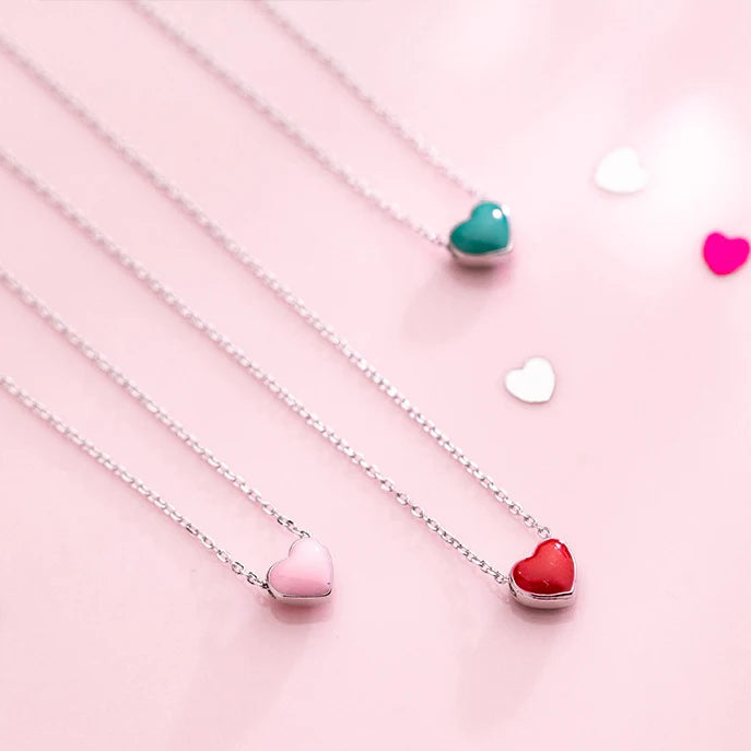 Enamel Hearts Pendant Necklace