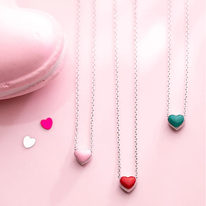 Enamel Hearts Pendant Necklace