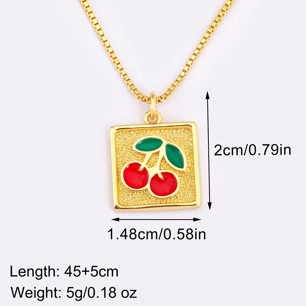Gold Framed Cherry Pendant Necklace