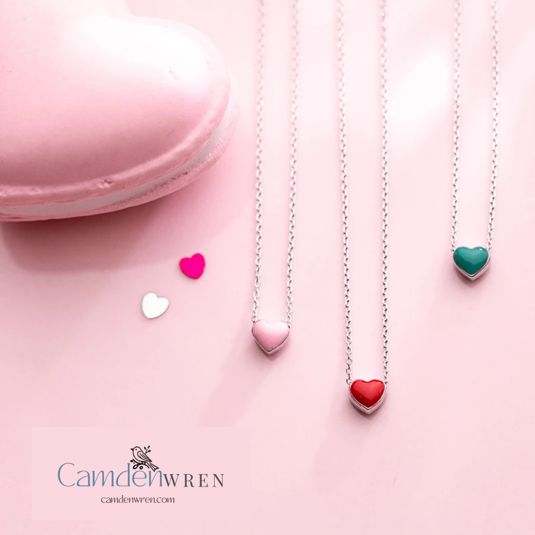 Enamel Hearts Pendant Necklace