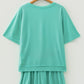 Mint Green Raw Edge Patch Pocket Oversized Top and Shorts Set