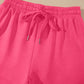 Fiery Red Quarter Zip Sleeveless Top Drawstring Shorts Casual 2pcs Outfit