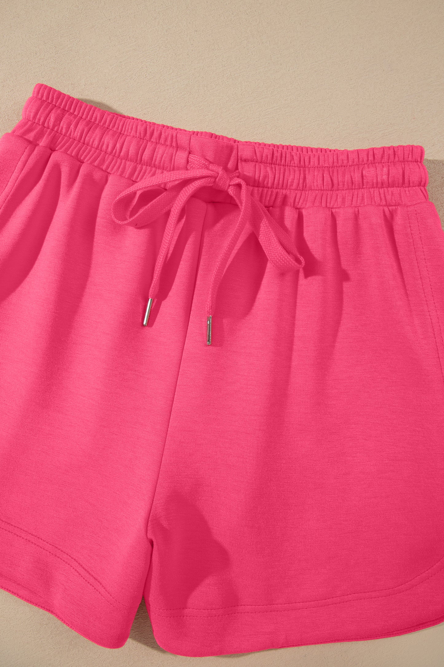 Fiery Red Quarter Zip Sleeveless Top Drawstring Shorts Casual 2pcs Outfit