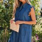 Beau & Sail Blue Ruffled Denim Dress with Pockets