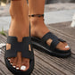 Beige Cutout Design Open Toe Platform Slippers (Run Small, Size Up)