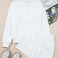 White Ribbed Collar Drop Shoulder Sweatshirt and Shorts Set
