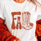 White FALL Boots Cracking Graphic T Shirt