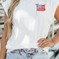 White Patriotic Flag Double Printed Mock Neck Tee