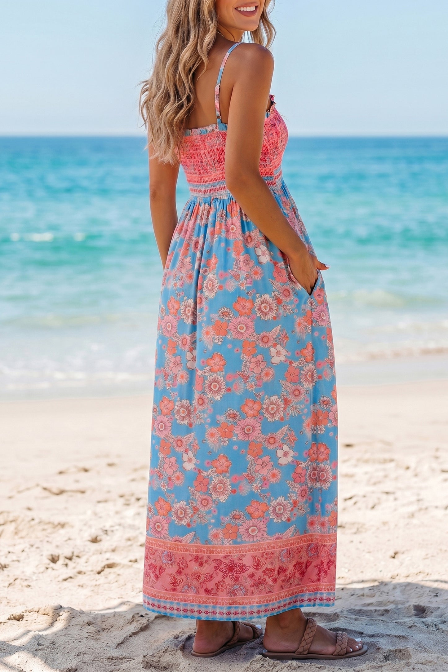 Sky Blue Bohemian Cooling Maxi Dress