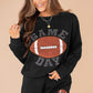 Black GAME DAY Rugby Football Graphic Pullover and Shorts Casual Outfit