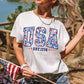 White USA Floral Print EST 1776 Patriotic Graphic Tee
