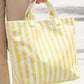 Blackish Green Glossy Striped Vinyl Large Tote Bag (Color Varied)