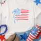 White American Flag Bow Knot Print Crew Neck T Shirt