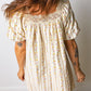 Multicolour Floral Print Contrast Ribbon Bow Lace Trim Square Neck Mini Dress