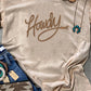 Khaki Howdy Embroidered Graphic Western Tee