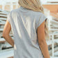 Light Grey Embroidered Game Day Football High Neck Short Sleeve Top