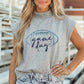 Light Grey Embroidered Game Day Football High Neck Short Sleeve Top