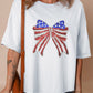 White Patriotic Sequin Bow Graphic Oversized Tee