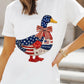 White Patriotic Patchwork Print Duck Graphic Tee