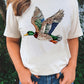 Khaki Flying Mallard Print Crew Neck T Shirt