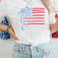 White American Flag Bow Knot Print Crew Neck T Shirt