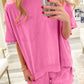 Mint Green Raw Edge Patch Pocket Oversized Top and Shorts Set