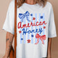 White American Honey Bow Flower Striped Graphic Tee