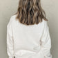 White Ribbed Collar Drop Shoulder Sweatshirt and Shorts Set