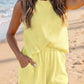 Yellow Cream Solid Color Textured Loose Tank Casual Shorts 2pcs Outfit