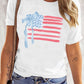 White American Flag Bow Knot Print Crew Neck T Shirt