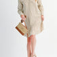 Beige Bow Pearl Decor Straw PU Leather Patched Crossbody Bag