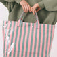 Blackish Green Glossy Striped Vinyl Large Tote Bag (Color Varied)