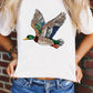 Khaki Flying Mallard Print Crew Neck T Shirt