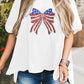 White Patriotic Sequin Bow Graphic Oversized Tee