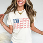 White USA Flag Bow Knot Print Round Neck T Shirt