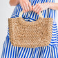 Camel Retro Straw Woven Handle Bag