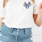 White Patriotic Coquette Flag Sequin Graphic Tee