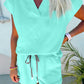 Sachet Pink V Neck Short Sleeve Top Drawstring Shorts 2pcs Set