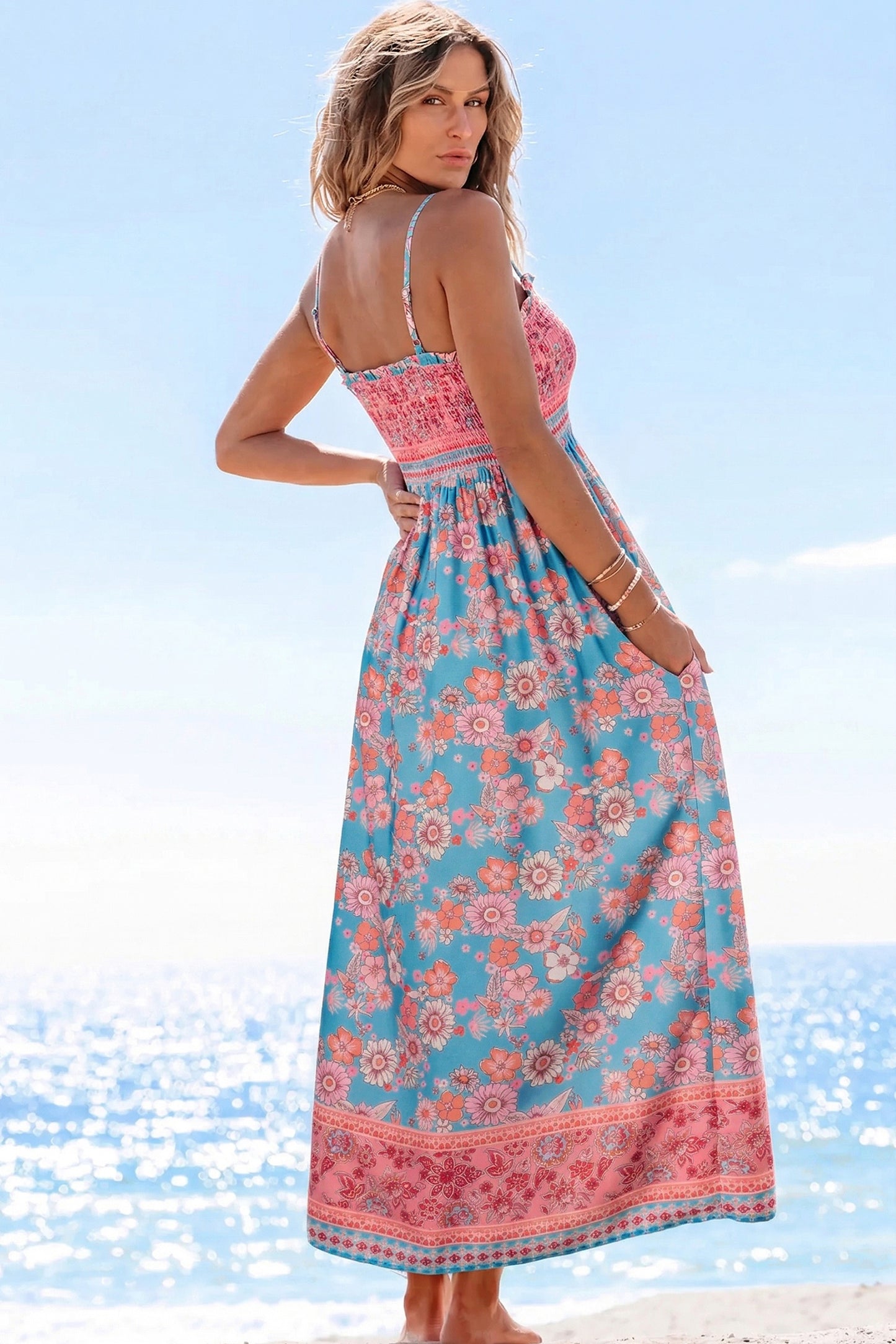 Sky Blue Bohemian Cooling Maxi Dress
