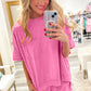 Mint Green Raw Edge Patch Pocket Oversized Top and Shorts Set