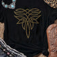 Black Rhinestone Western Pattern Cotton Blend Graphic T Shirt