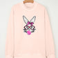 Apricot Pink Bubble Gum Bunny Chenille Patch Sweatshirt