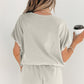 Green Solid Color Puffy Loose Top Drawstring Shorts 2pcs Outfit