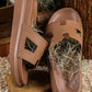 Beige Cutout Design Open Toe Platform Slippers (Run Small, Size Up)