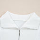White Ribbed Collar Drop Shoulder Sweatshirt and Shorts Set