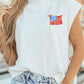 White Patriotic Flag Double Printed Mock Neck Tee