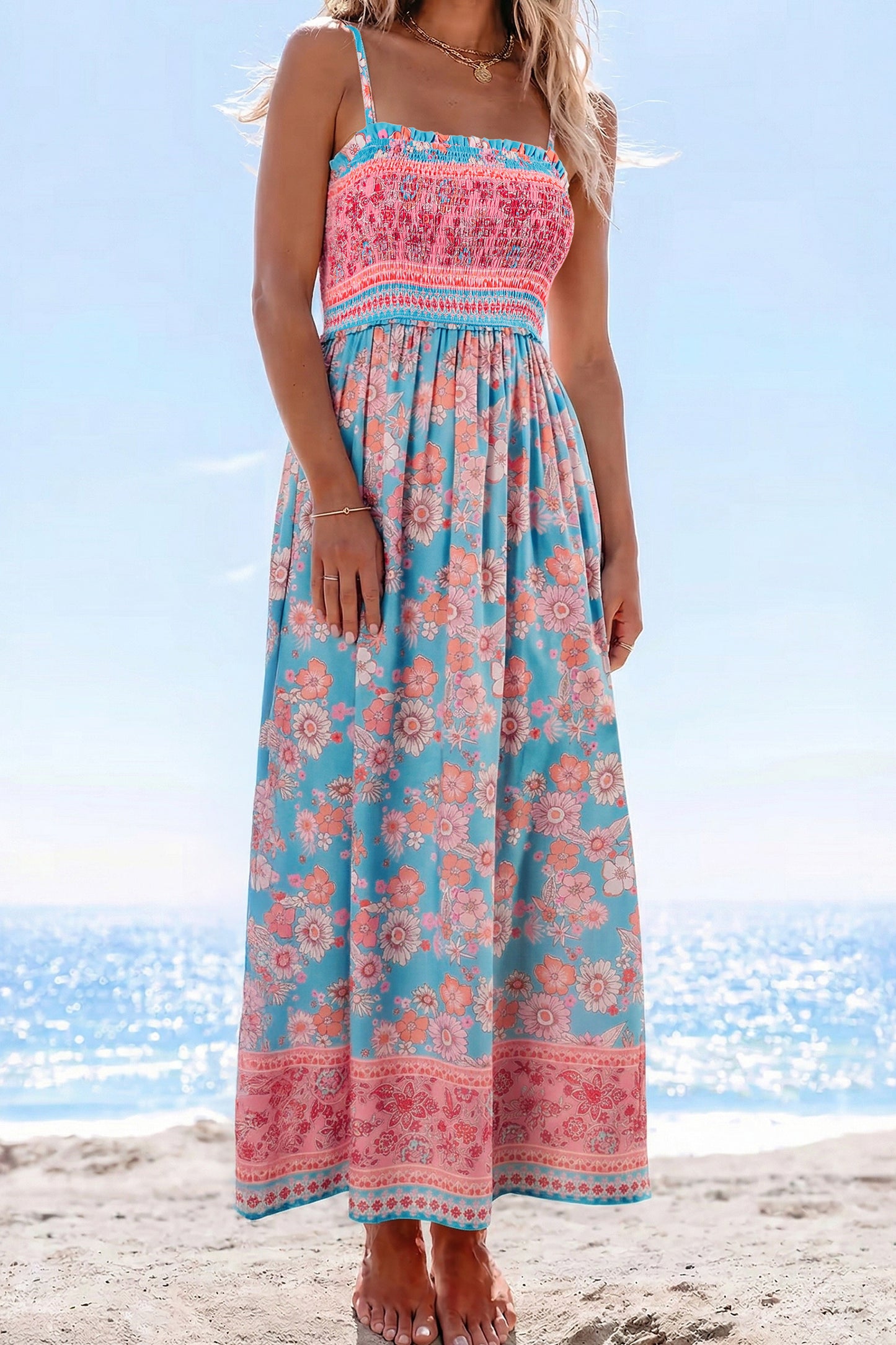 Sky Blue Bohemian Cooling Maxi Dress