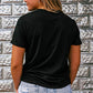 Black Rhinestone Western Pattern Cotton Blend Graphic T Shirt