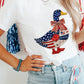 White Patriotic Patchwork Print Duck Graphic Tee
