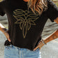 Black Rhinestone Western Pattern Cotton Blend Graphic T Shirt